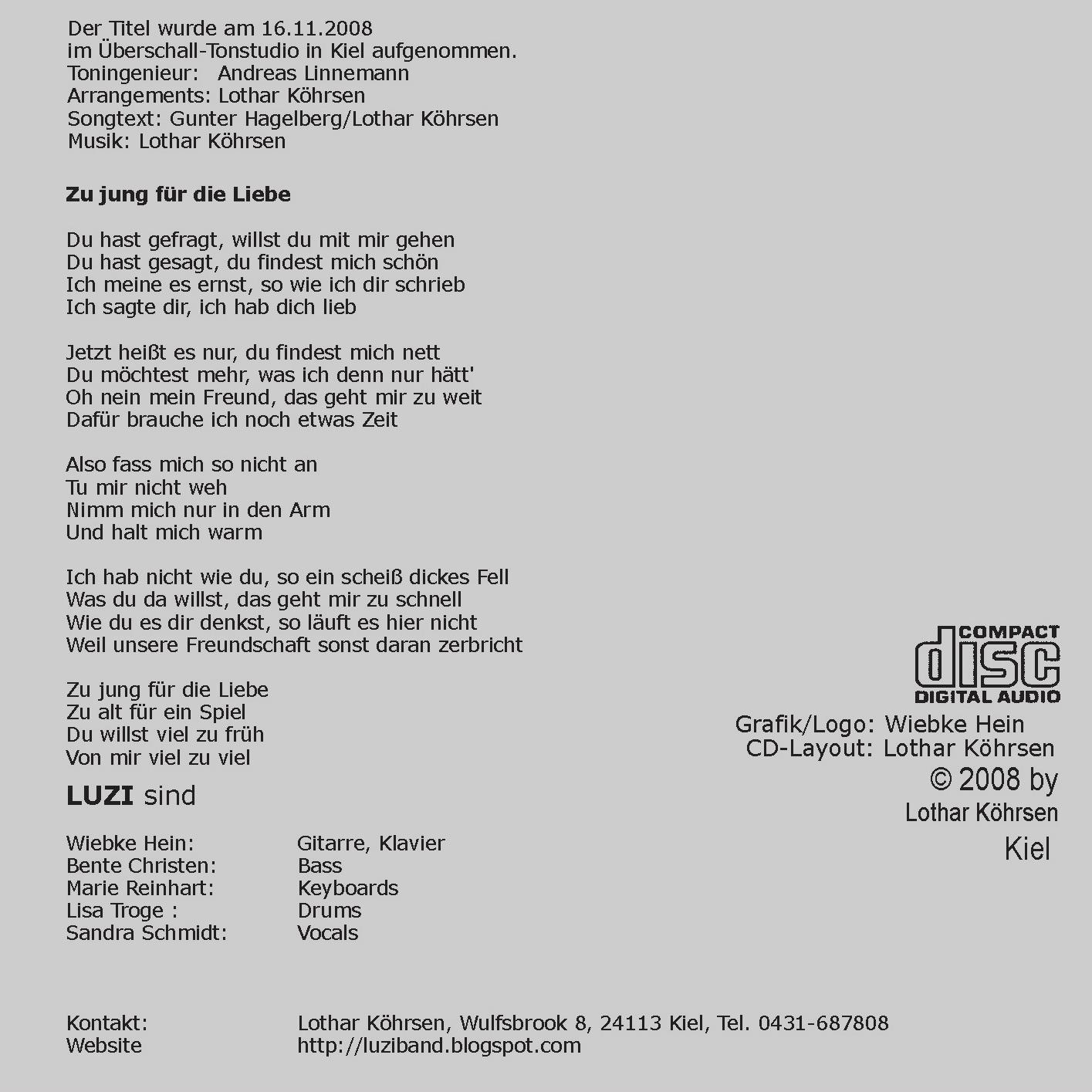 Zu jung für die Liebe Back-Cover